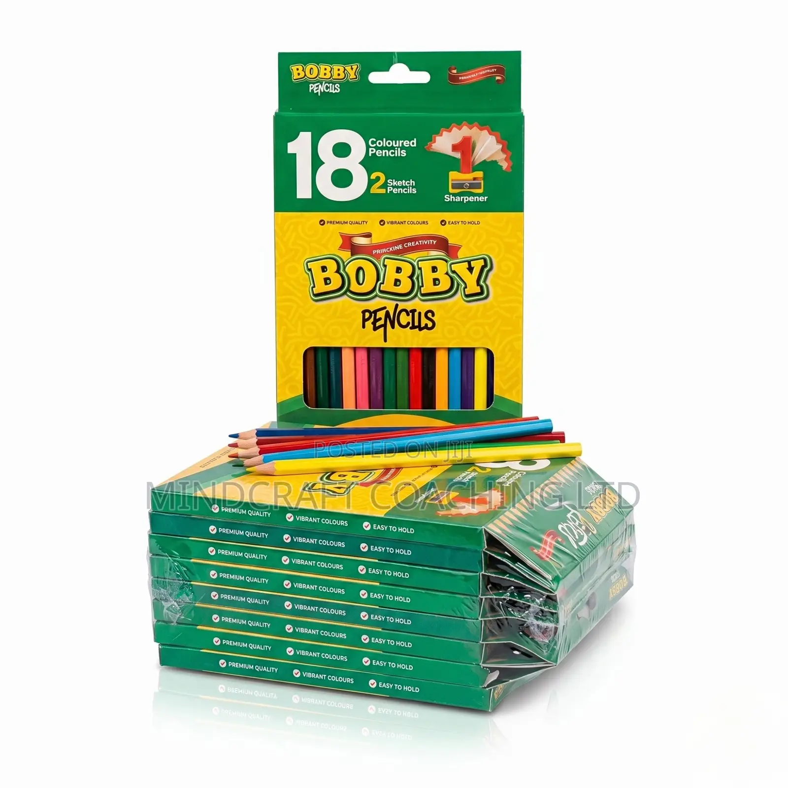 Bobby Pencil 20 Piece Set With 18 Colour Pencils and 2 HB Pencils