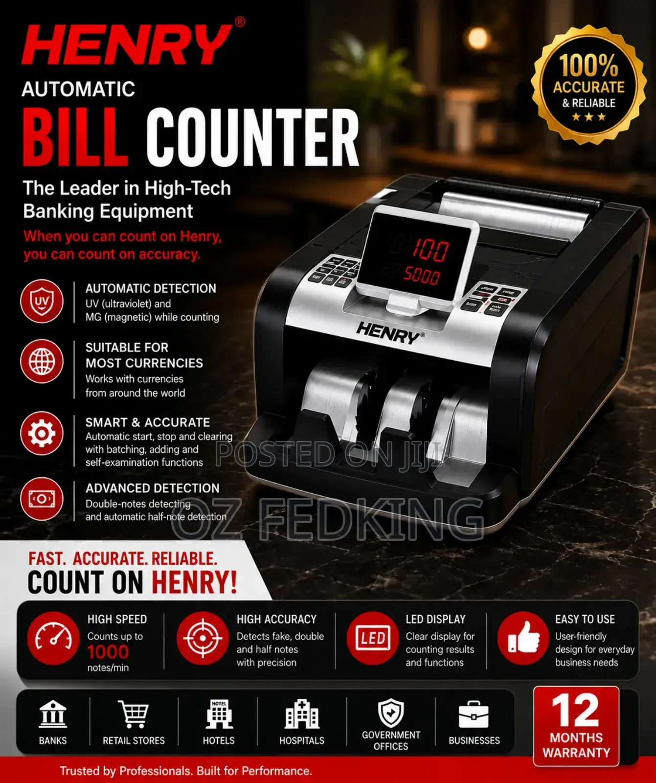 Henry Fully Automatic Bill Counting Machine