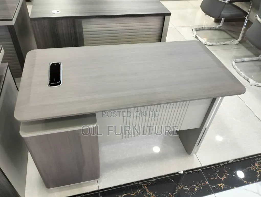 Executive Modern Office Table With Side Cabinet Grommet