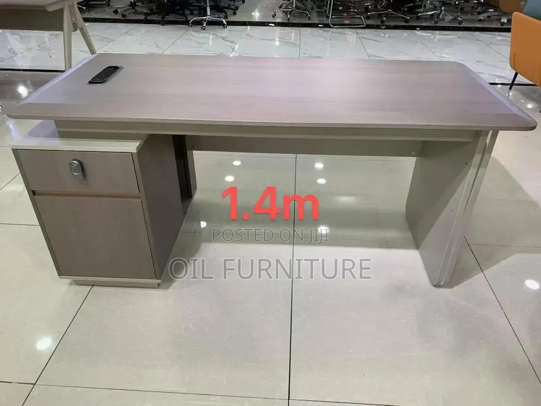 Executive Modern Office Table With Side Cabinet Grommet