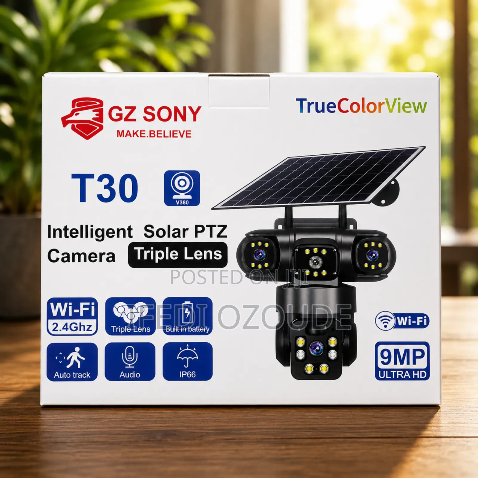 V380 3lens Wifi Solar Camera