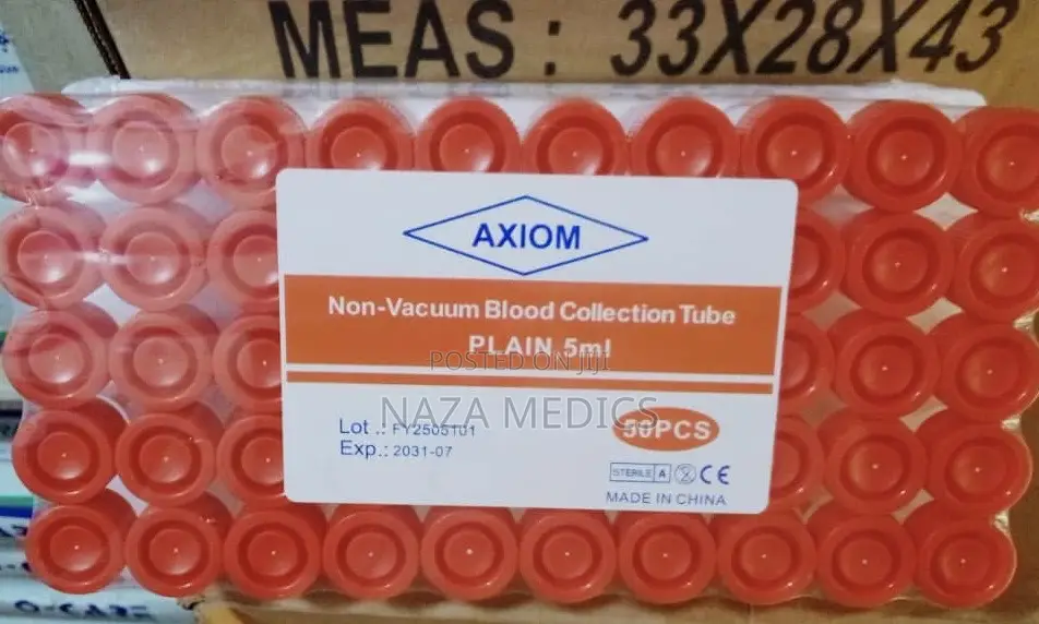 Non-Vacuum Blood Collection Tubes — Plain, 5ml (AXIOM UK)