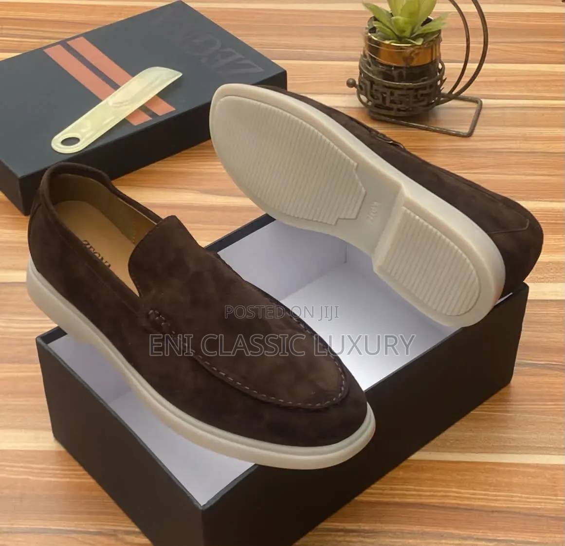 Leather & Suede Loafers Shoes Zegna Best Quality Well Branded Package