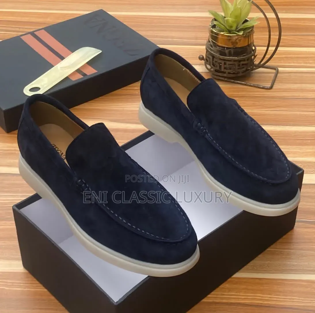 Leather & Suede Loafers Shoes Zegna Best Quality Well Branded Package