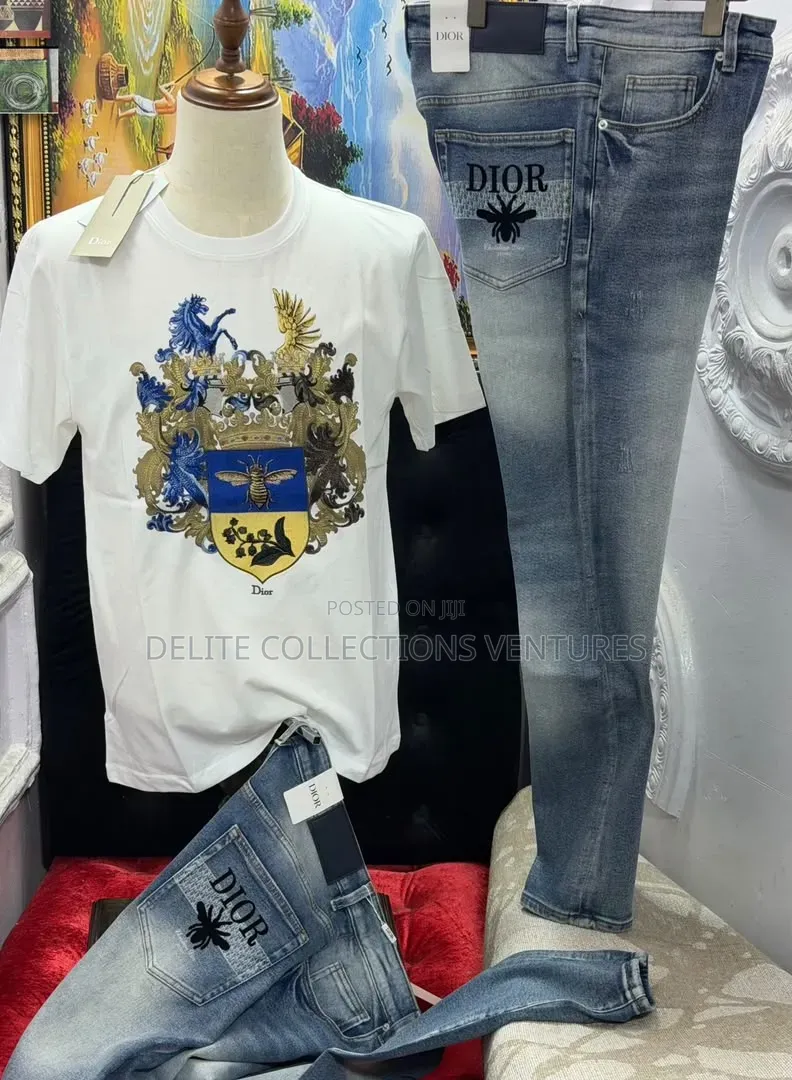 *High Quality Luxury Italy Dior Top and Jeans Amazing Outfit