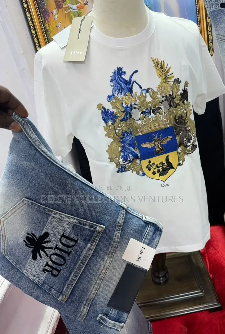 *High Quality Luxury Italy Dior Top and Jeans Amazing Outfit