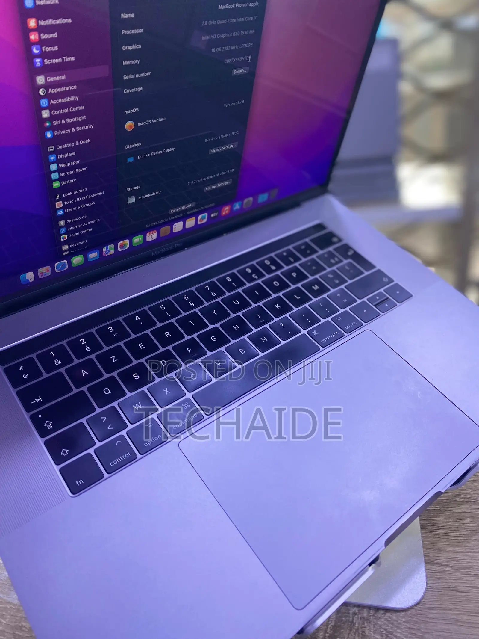 Laptop Apple MacBook Pro 2017 16GB Intel Core i7 SSD 256GB