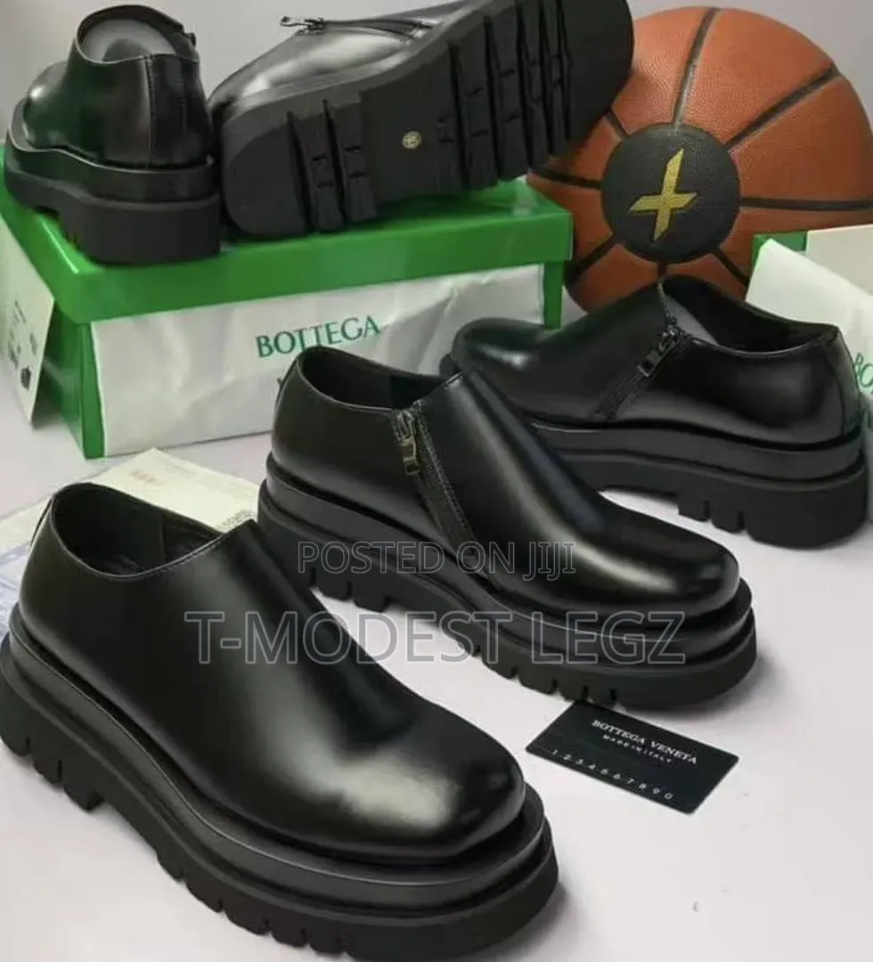 Premium Bottega Matte Leather and Glossy Leather High Sole Men Shoes