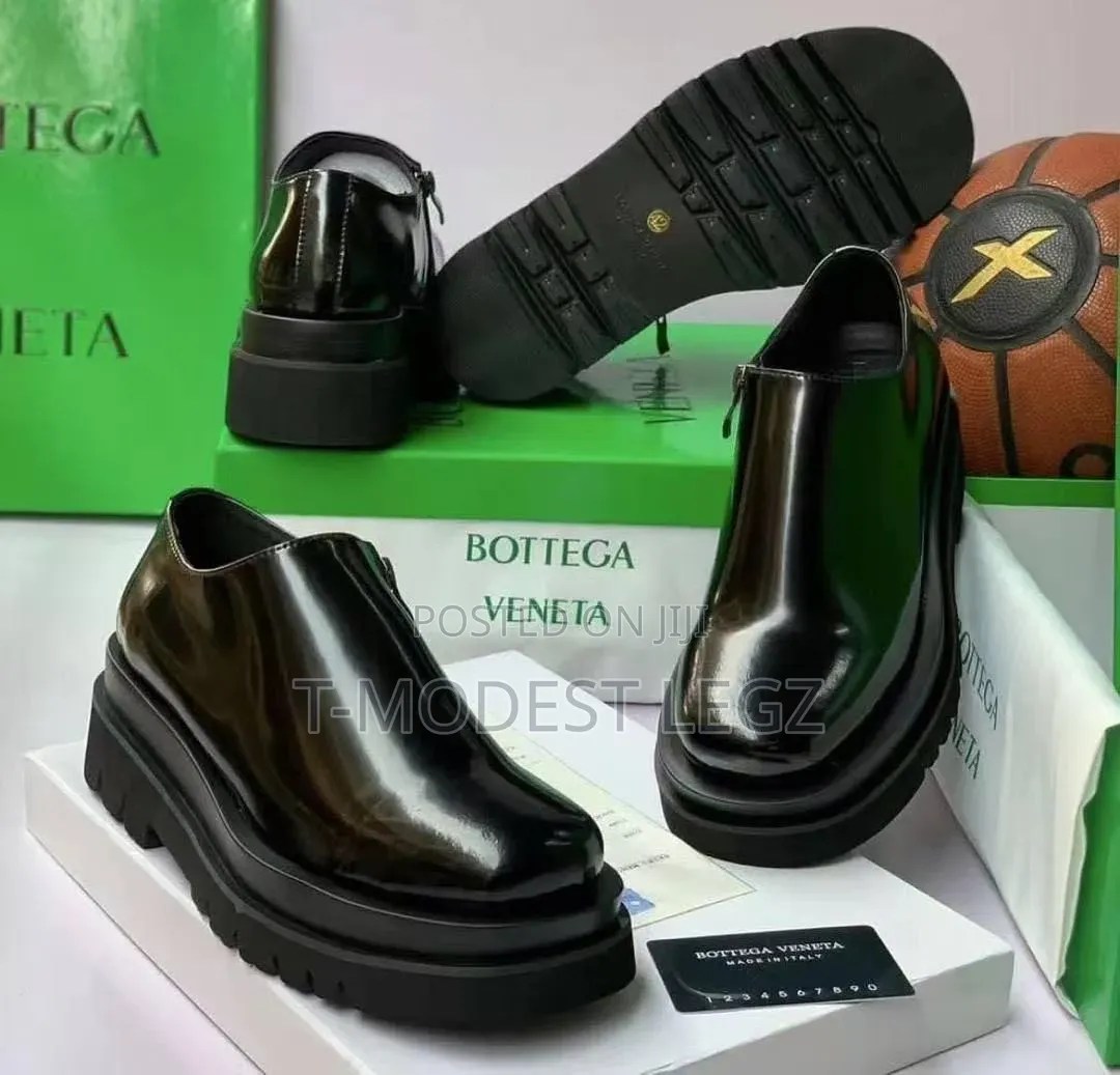Premium Bottega Matte Leather and Glossy Leather High Sole Men Shoes
