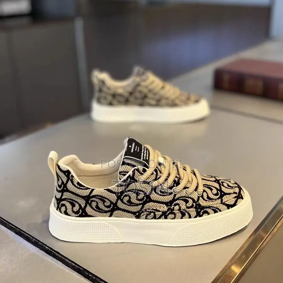 Luxury Designer Pattern Canvas Sneakers for Men – Premium Quality