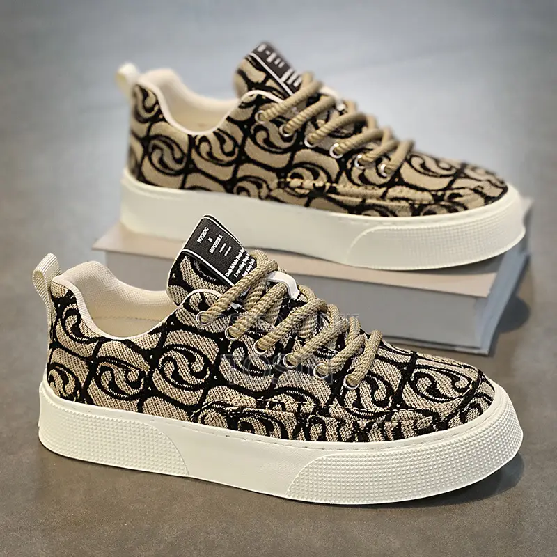 Luxury Designer Pattern Canvas Sneakers for Men – Premium Quality