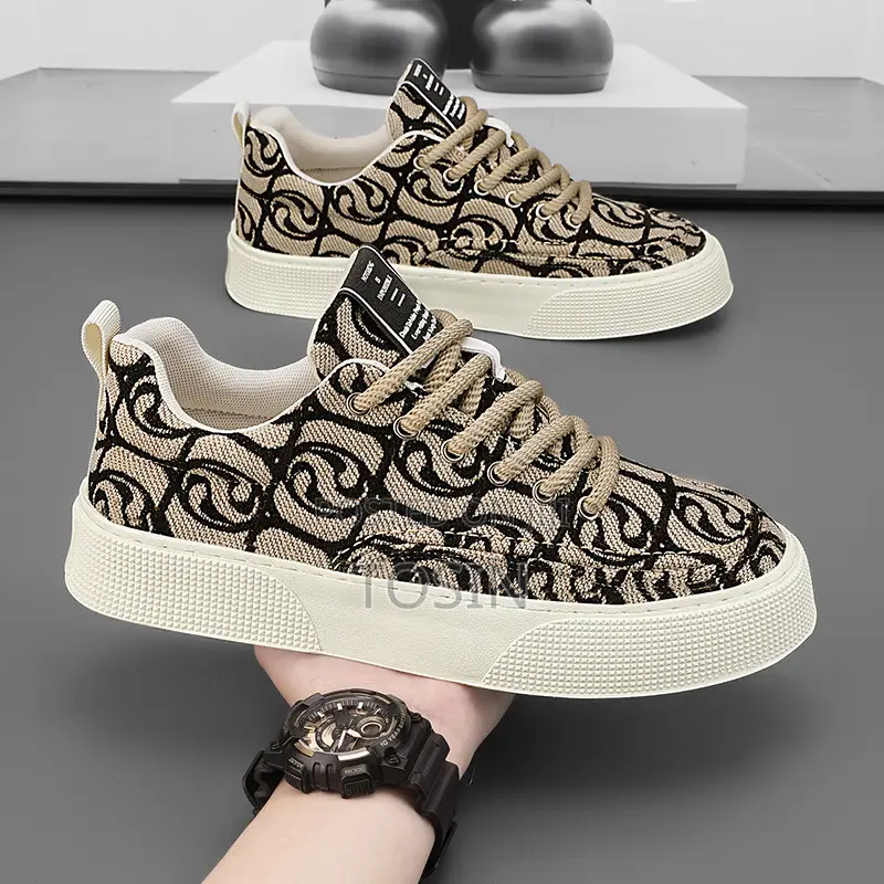 Luxury Designer Pattern Canvas Sneakers for Men – Premium Quality
