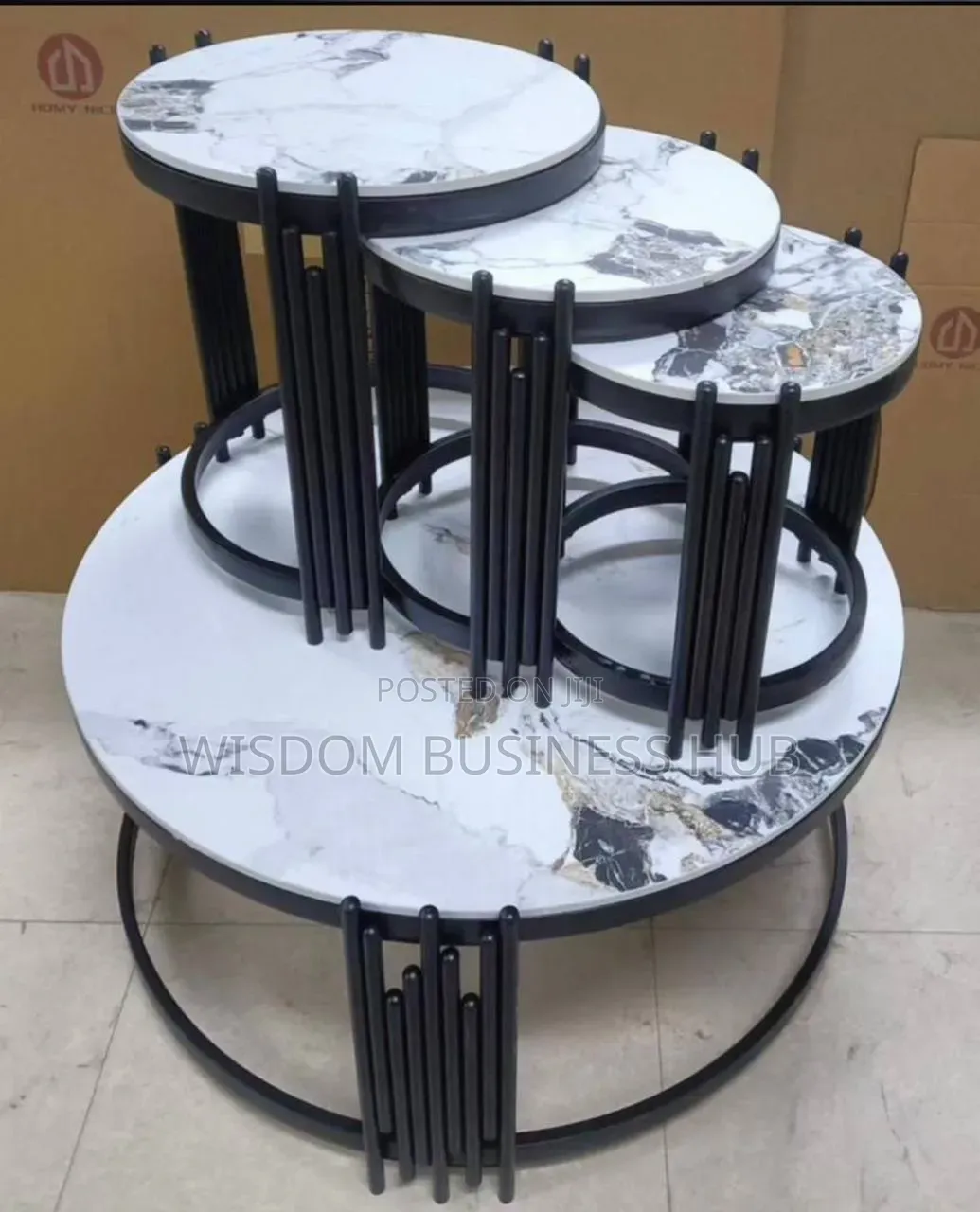 Round Marble Nesting Center Table Set