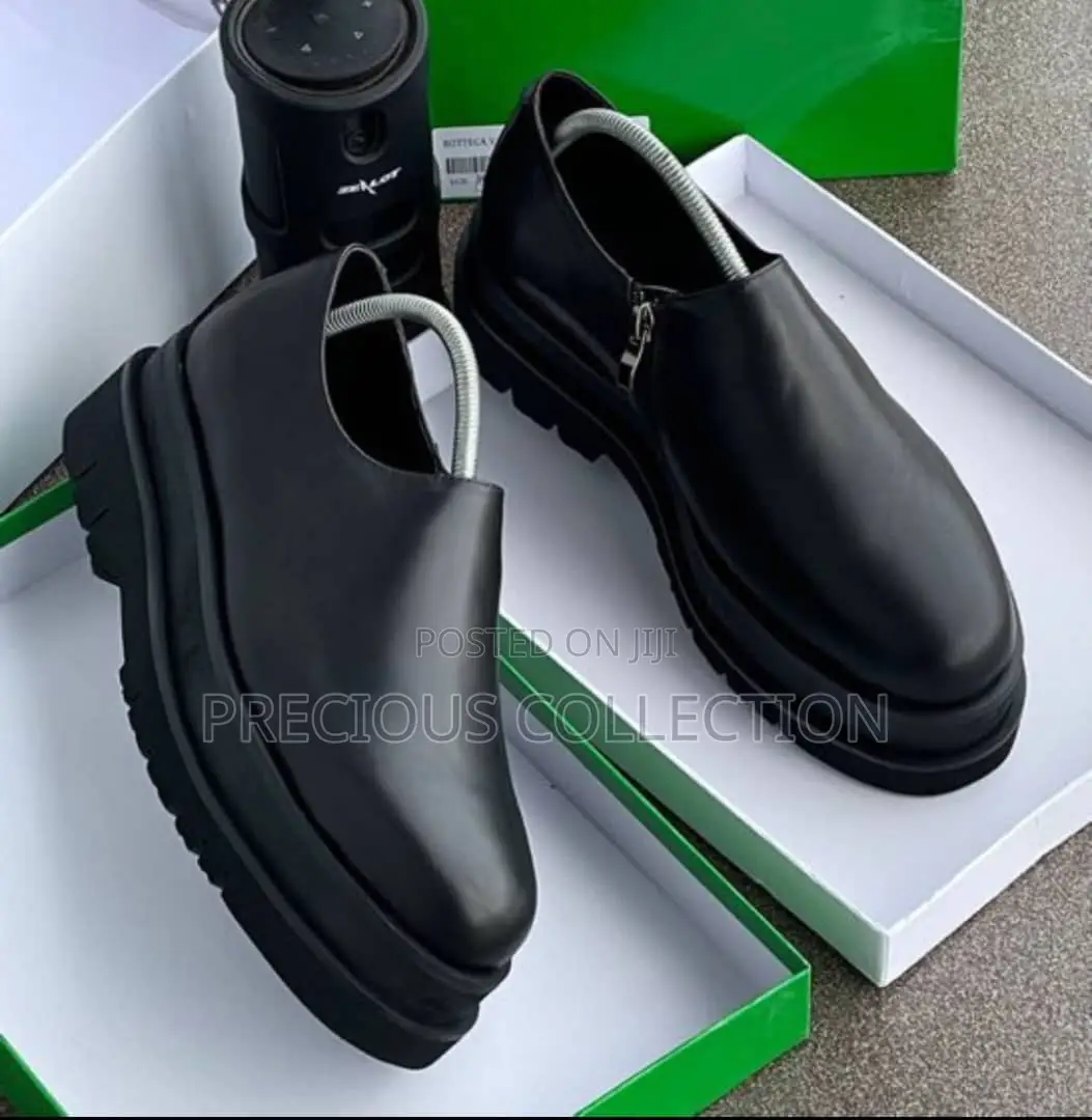 All Black BOTTEGA Side Zipped Double Sole Loafers