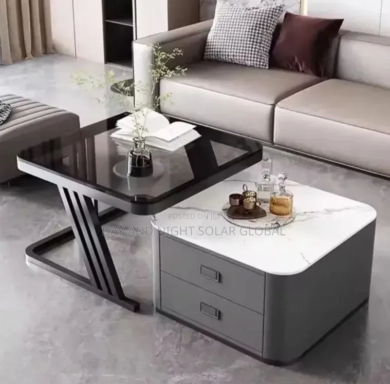 Square 2 in 1 Center Table(mable Top) 2 Drawers