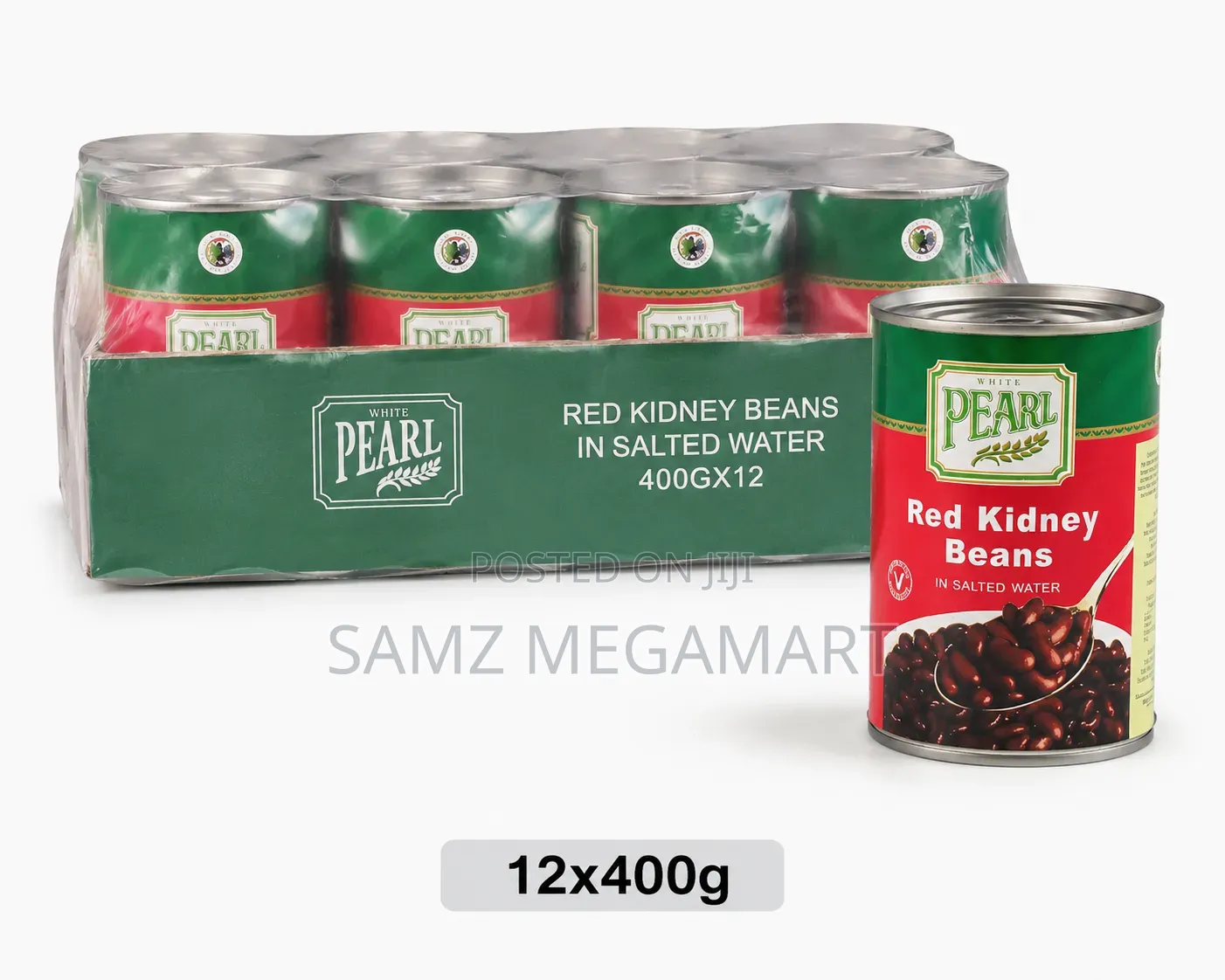 White Pearl Red Kidney Beans in Salted Water 12x400g