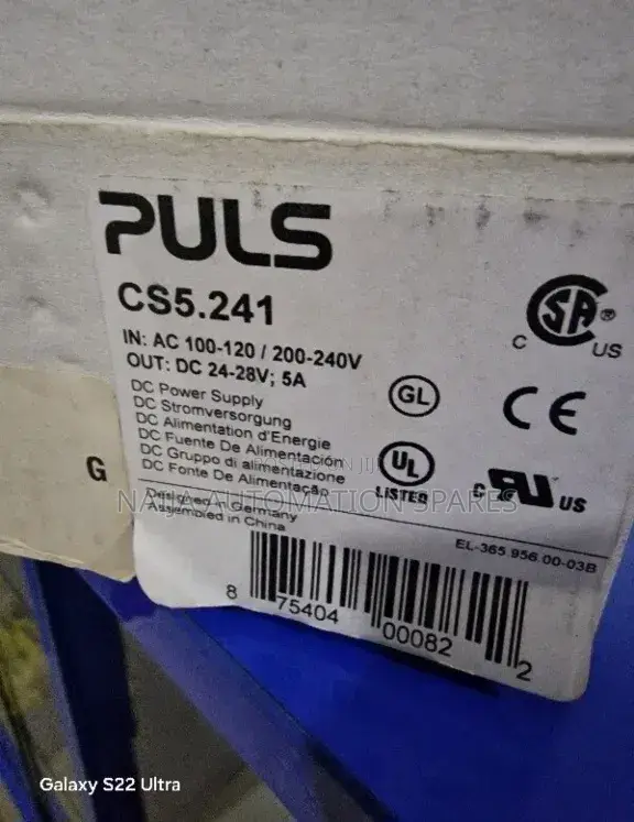PULS | CS5.241 | Single Phase Power Supply 220Vac, 24vdc/5a/120w