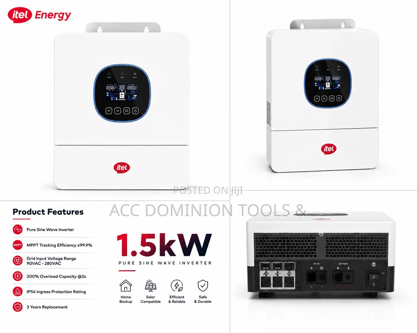Itel 1.5kva Hybrid Inverter Ip54+1.5kw+12v+1phase+Mppt650w