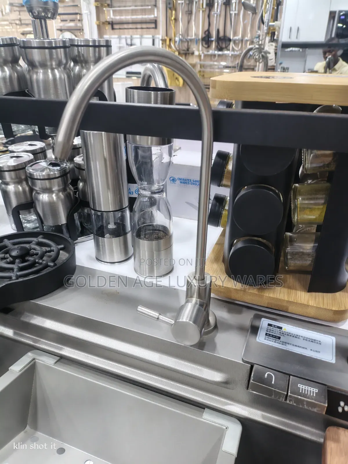 Grey Luxury Kitchen Sink With 2 Button