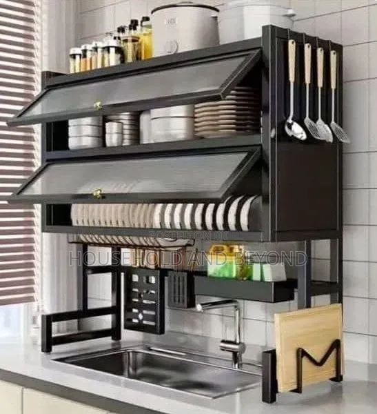 2-Tier Over the Sink Dish Drying Rack With Dust Cover – Dish Organizer