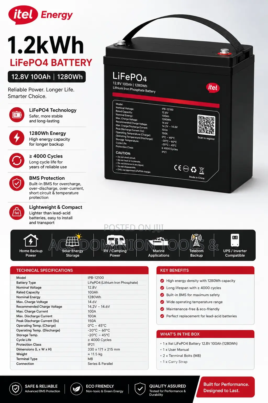 Itel 1.2kwh Battery Ip21 + Lithium