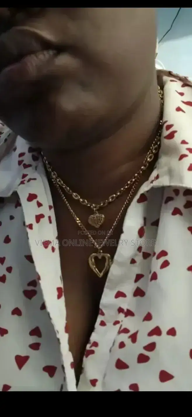 Set of Two Stainless Steel Heart Pendant Necklaces