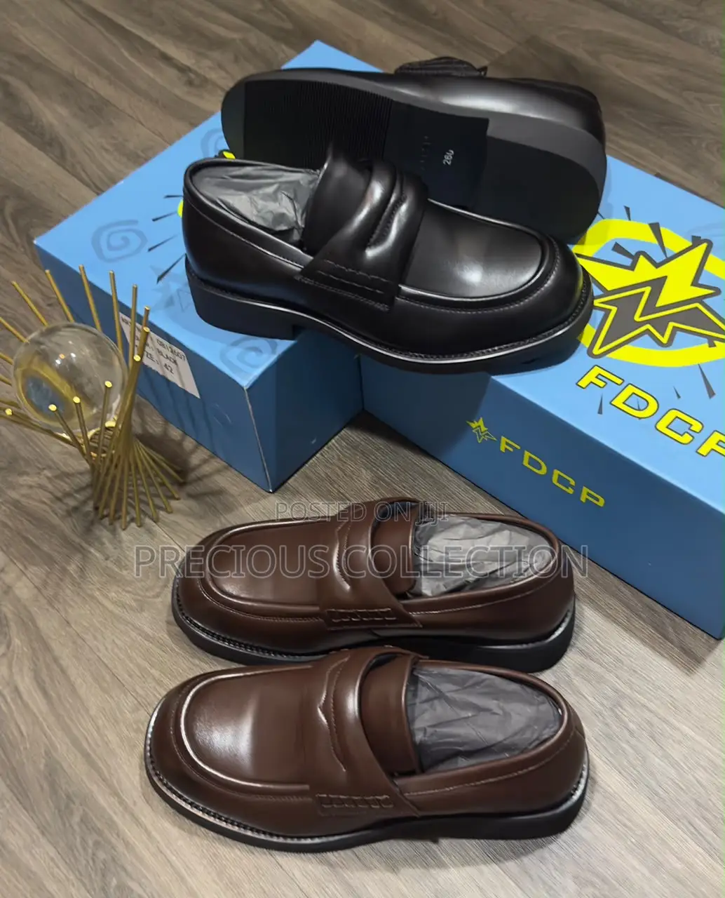 Men’s Top Quality Trendy FDCP Black and Brown Pull on Shoe