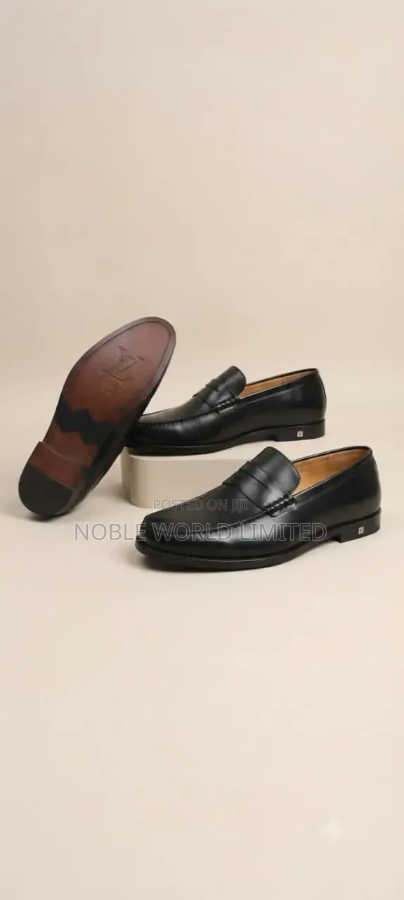 Louis Vuitton Black/Brown Leather Shoes ABL 6d