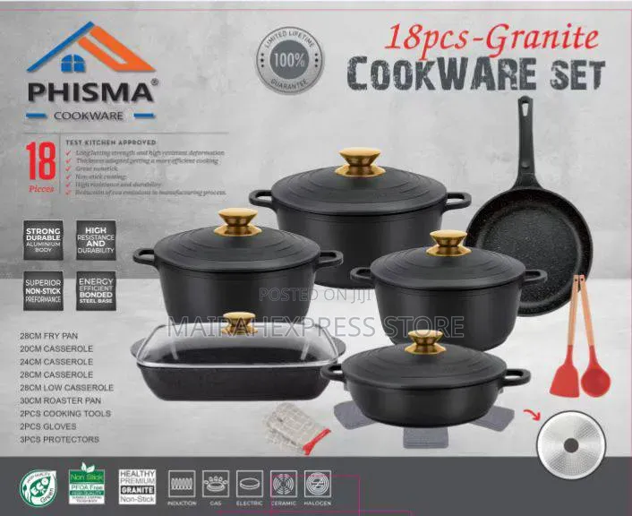Phisma 18-Piece Granite Cookware Set T361