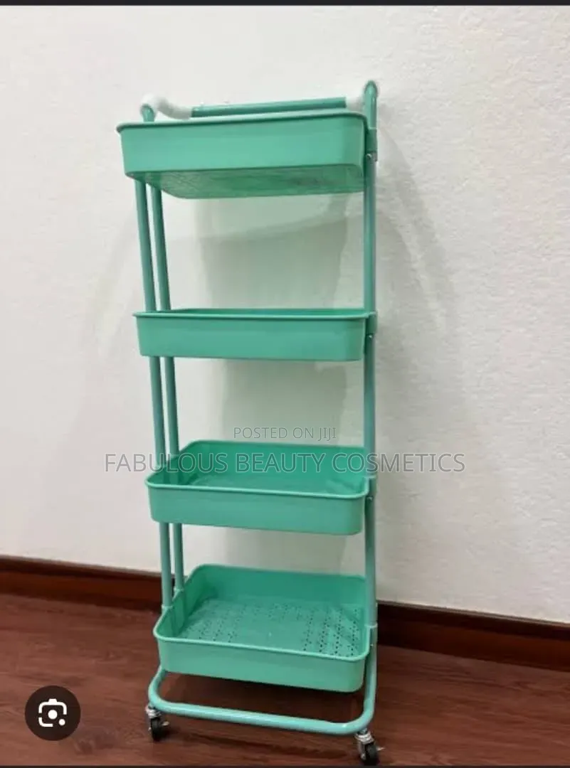 4-Tier Aluminum Plastic Rolling Utility Cart With Wheels for Storage