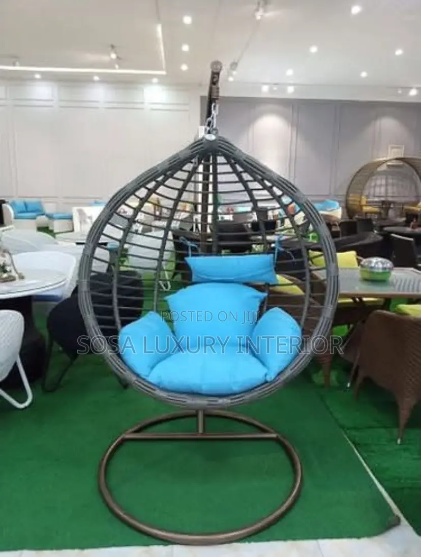 Premium Luxury Grey Hanging Swing Chair With S Cushion