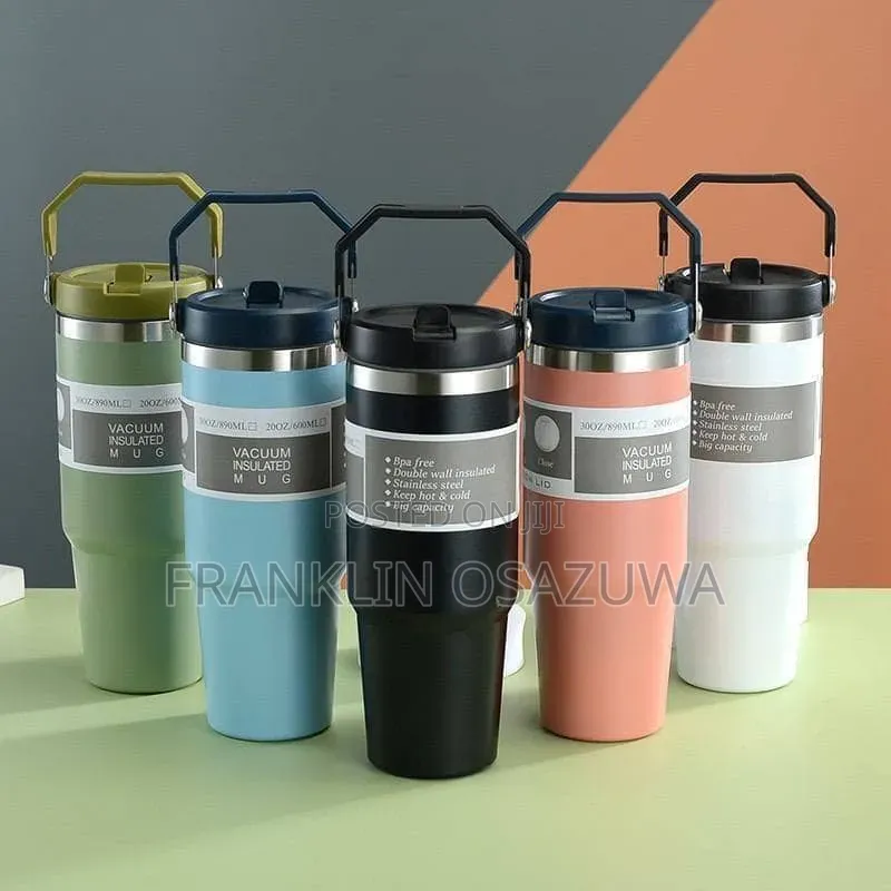 2-in-1 Stainless Steel Vacuum Insulated Travel Mug With Handle – 890ml