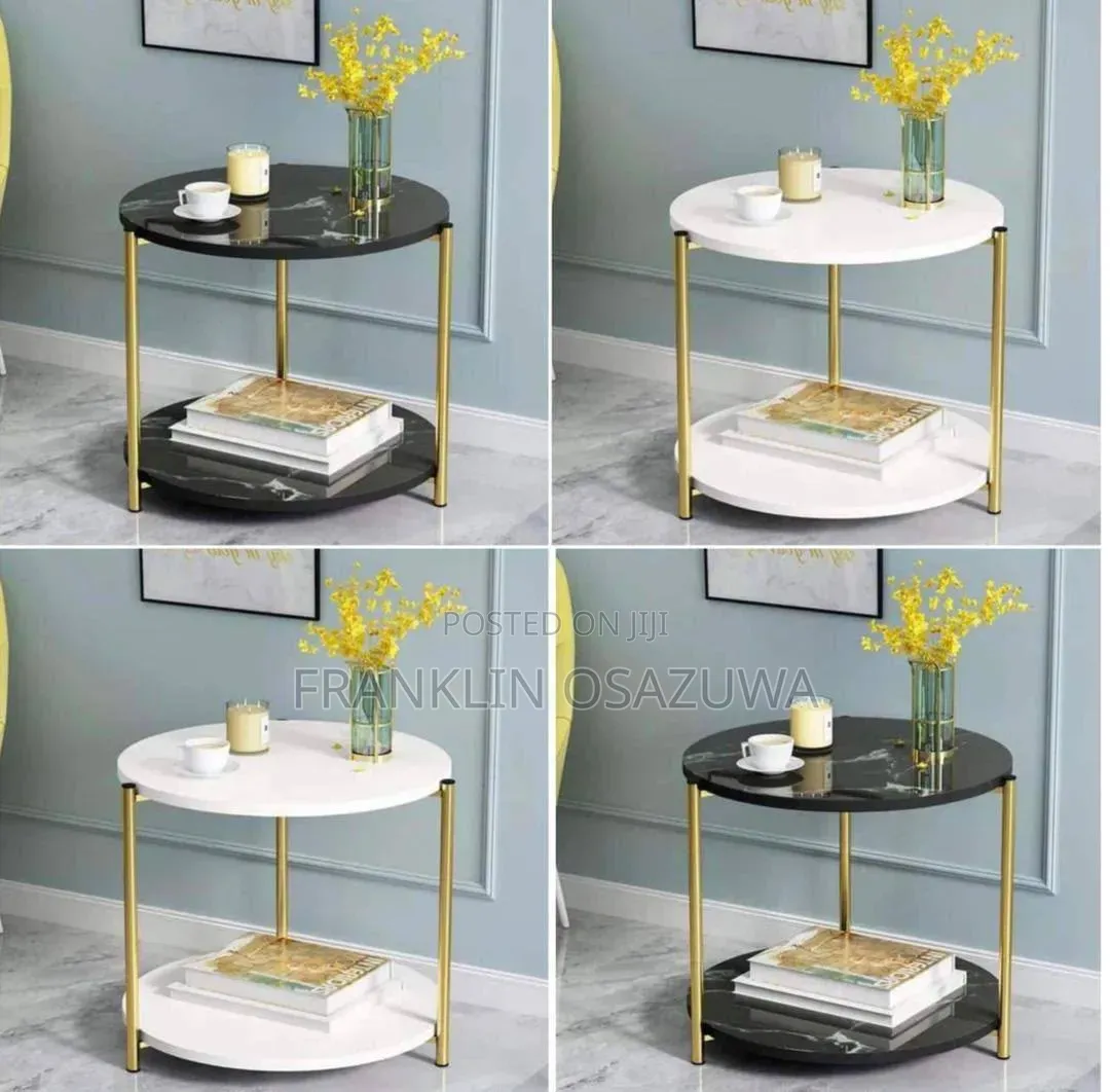 Modern 2-Tier Round Side Table With Storage Shelf