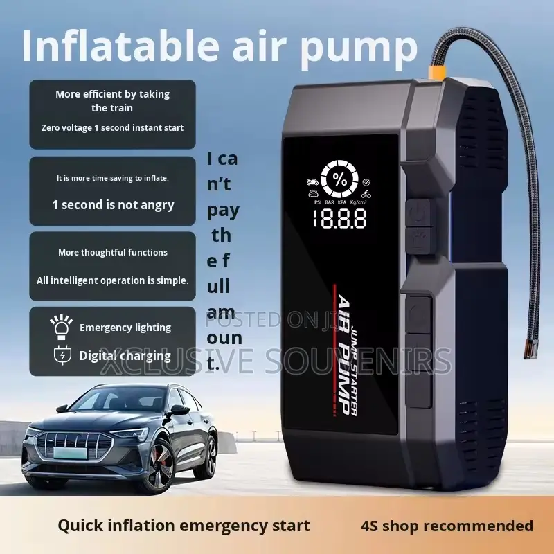 Multifunctional Car Jump Starter Air Compressor With Digital Display