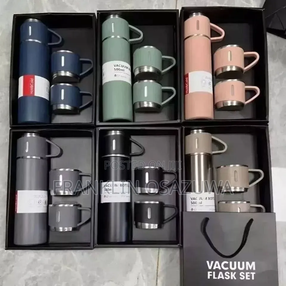 500ml Stainless Steel Vacuum Flask Gift Set With 2 Cups