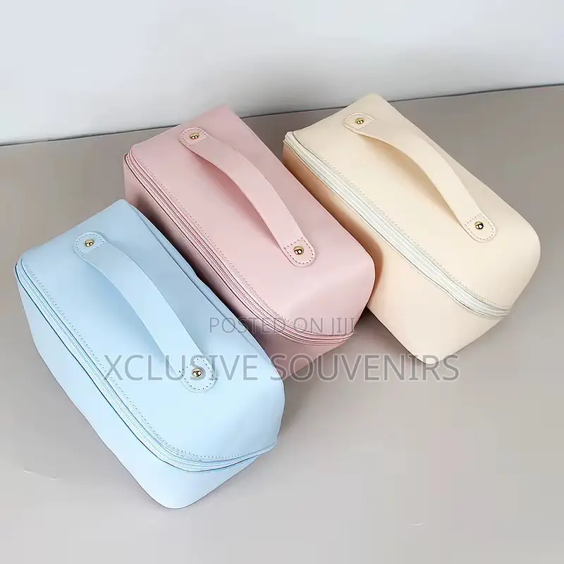 Custom Logo High Quality Leather Travel Toiletry Makeup Cosmetic Bag