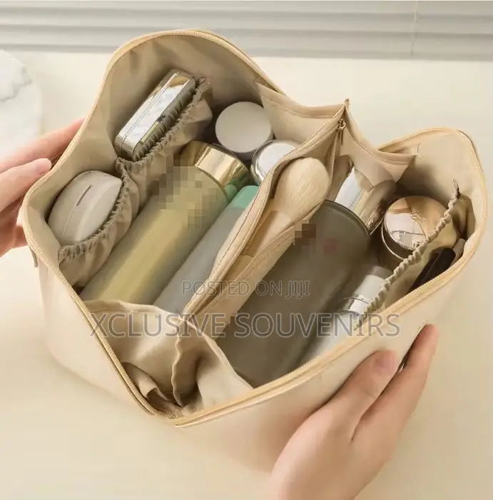 Custom Logo High Quality Leather Travel Toiletry Makeup Cosmetic Bag