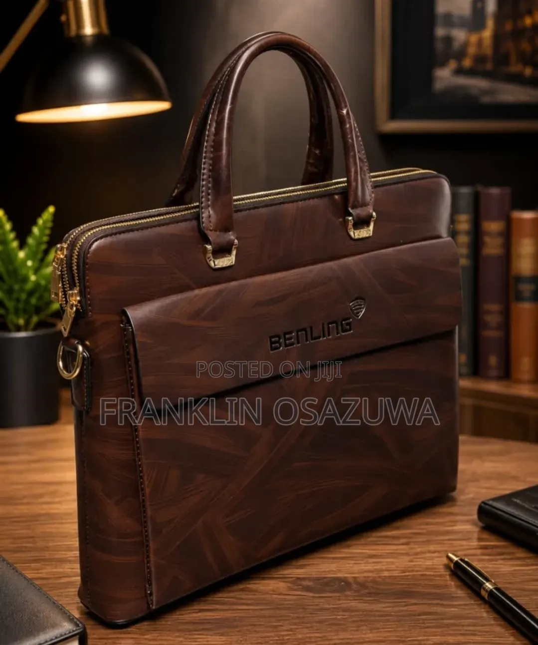 Benling Premium Leather Laptop Briefcase – Business Office Handbag