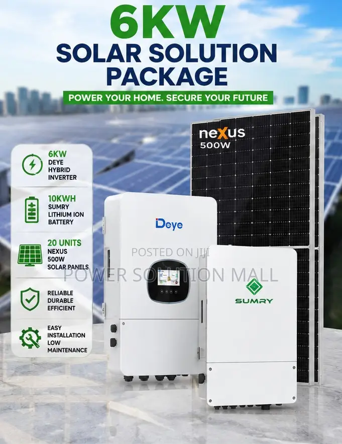 6KW DEYE Inverter With 10KWH Sumry Lithium Ion Battery Solar Solution