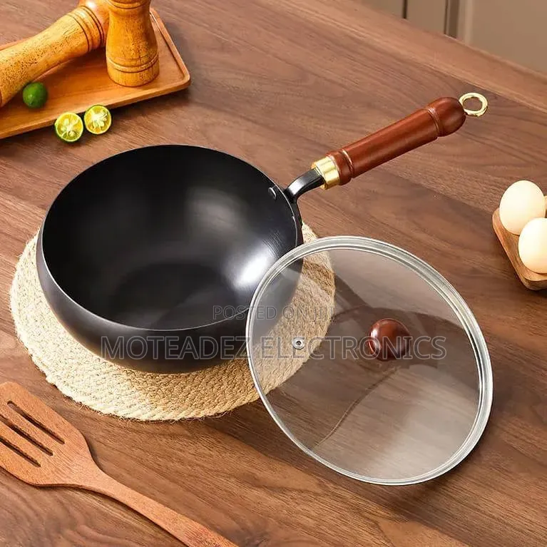 Heavy Duty High Quality Cast Iron Non Stick Fry/Wok Pan With Cover