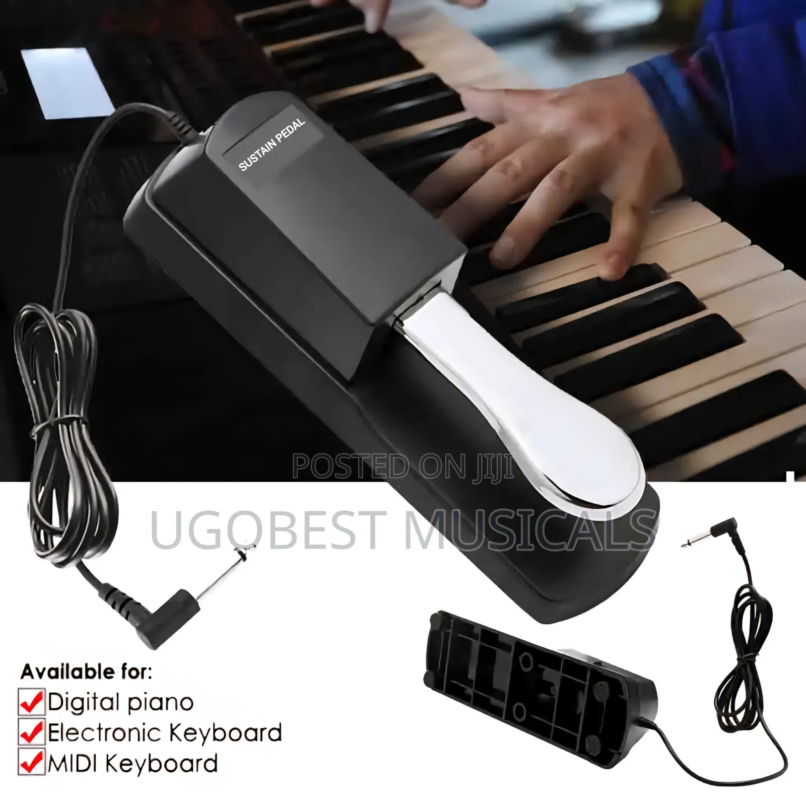Universal Classic Piano-Style Sustain Pedal With 6.35mm L-Shaped Plug