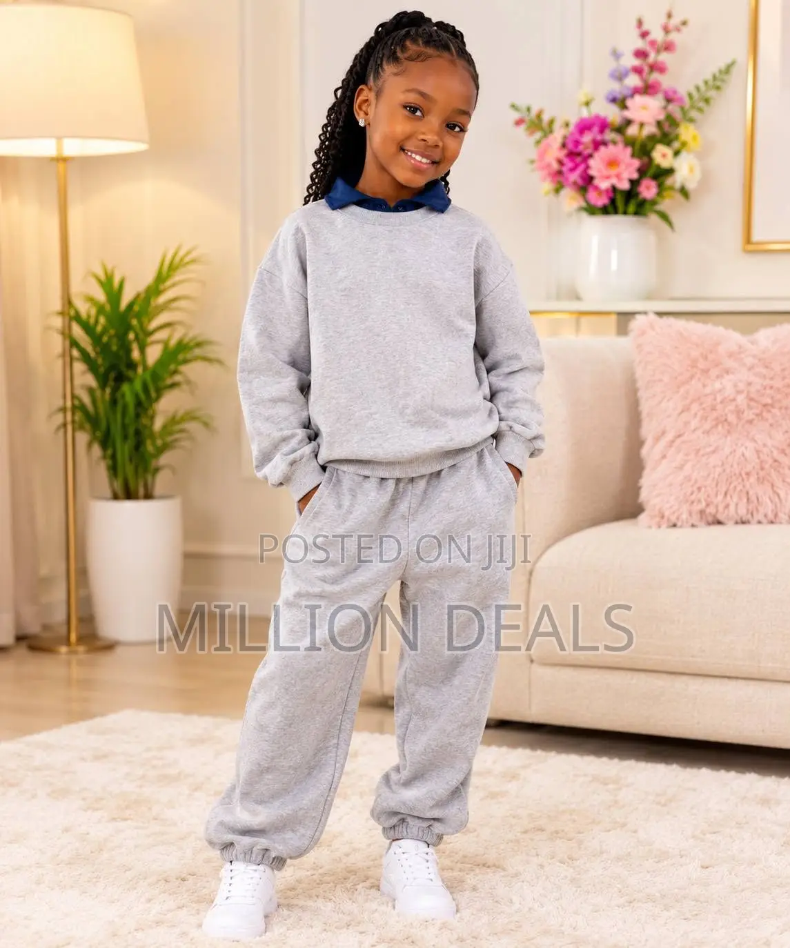 2 Pieces Girl Child Sweat Top N Pant Kids Wear Age 10yrs
