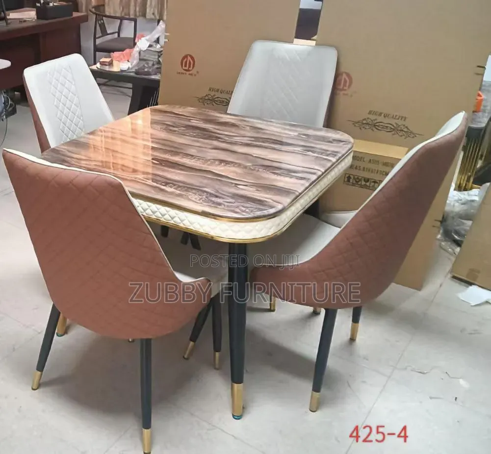 Brand New Quality and Imported Marble Top Dining Table by 4 Chairs