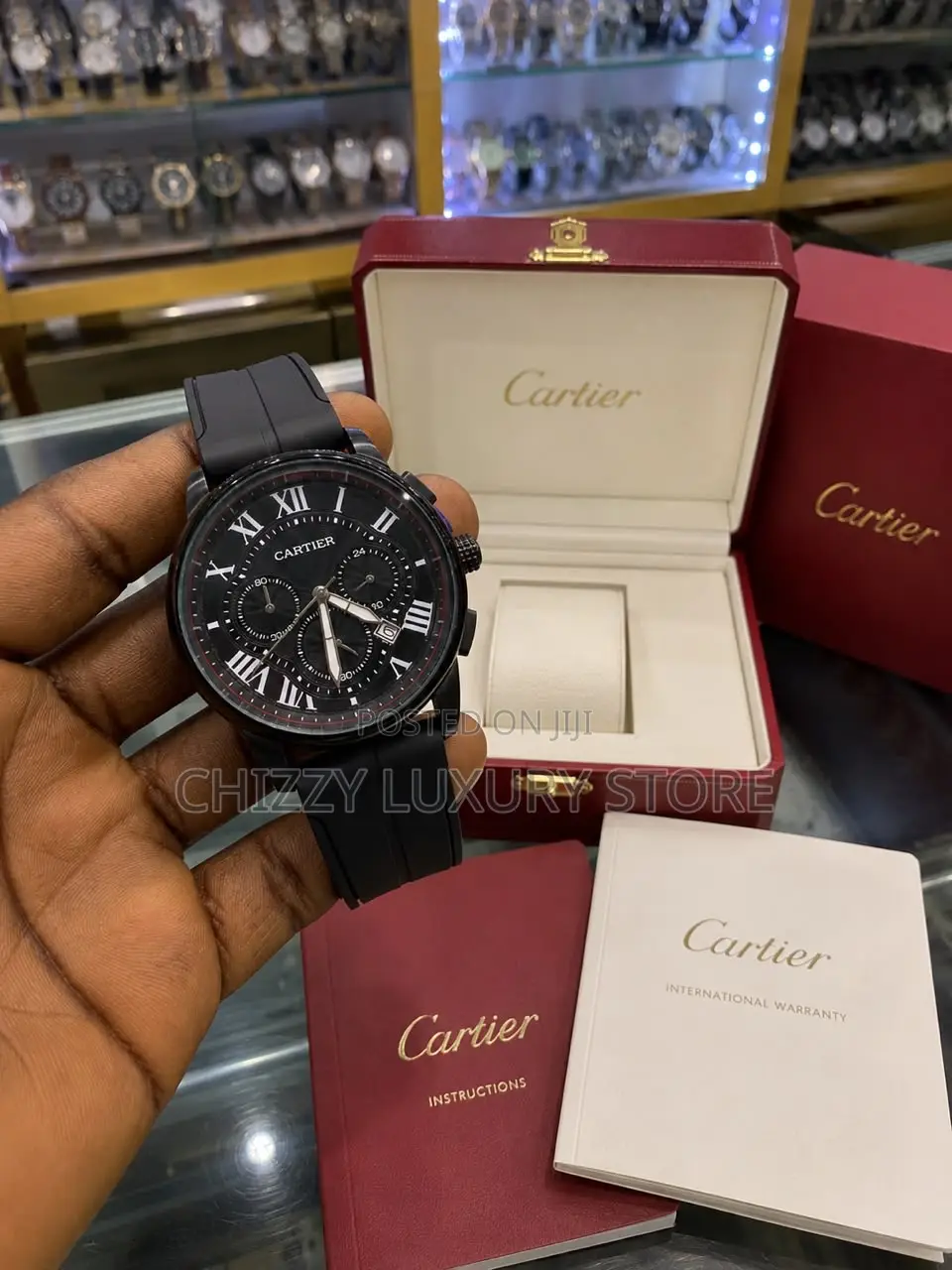 Cartier Quality Luxury Men Rubber Strap Wristwatch