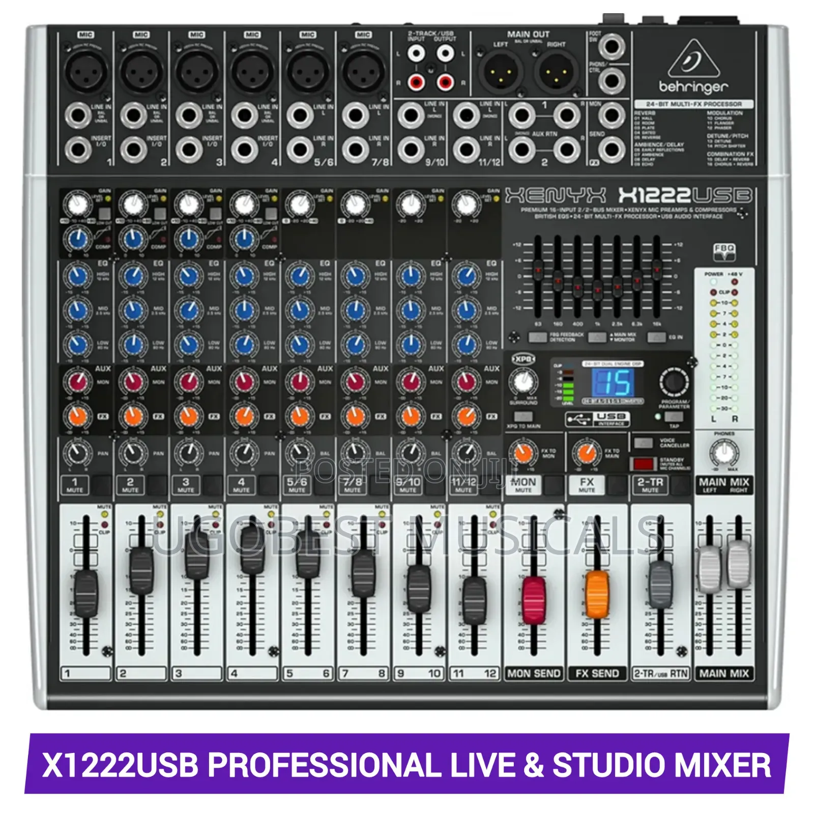 Behringer Xenyx X1222USB 16-Input Audio Mixer With USB Interface, FX