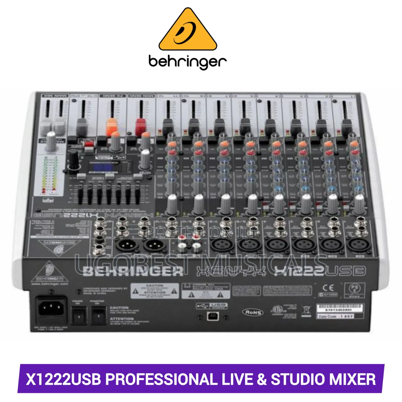 Behringer Xenyx X1222USB 16-Input Audio Mixer With USB Interface, FX