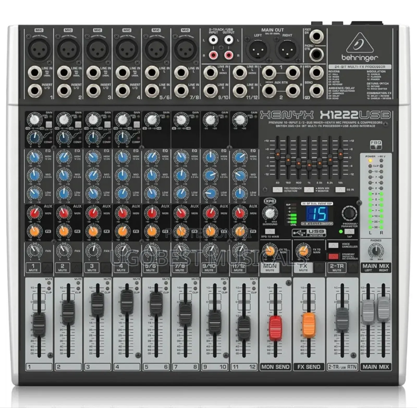 Behringer Xenyx X1222USB 16-Input Audio Mixer With USB Interface, FX
