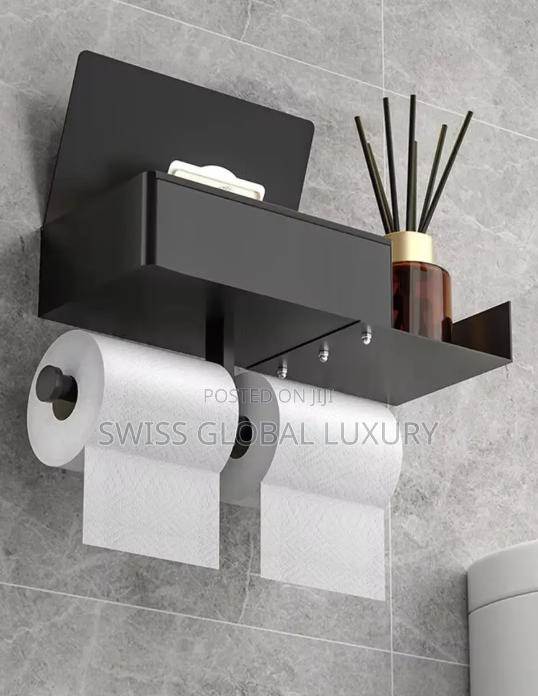 Simple Black Wall Mounted Toilet Paper Holder, Stainless Steel