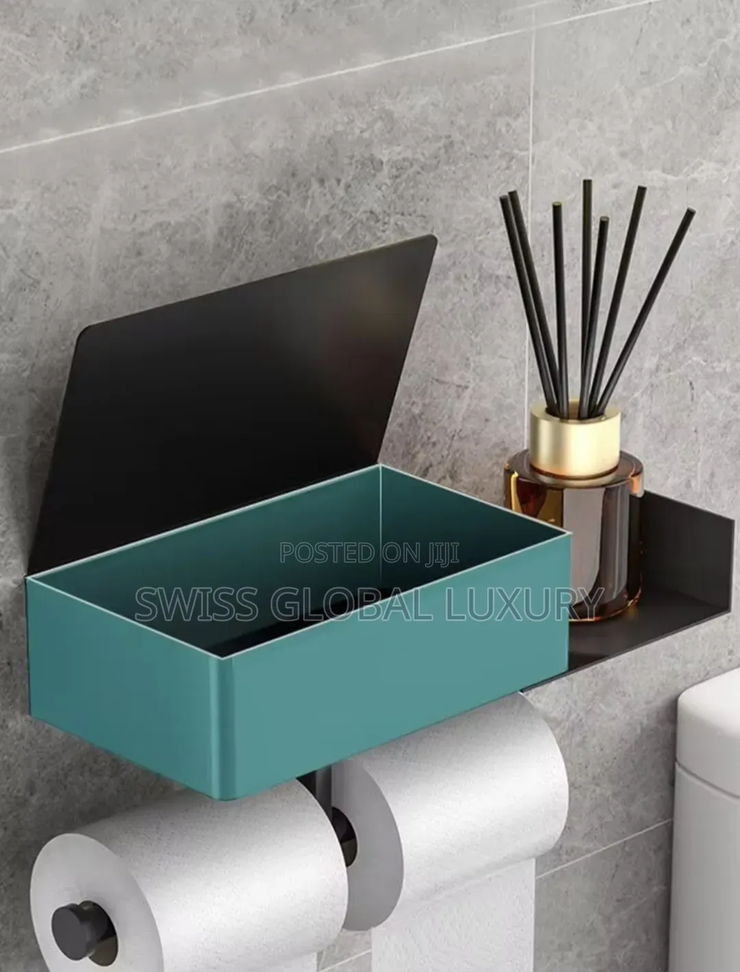 Simple Black Wall Mounted Toilet Paper Holder, Stainless Steel