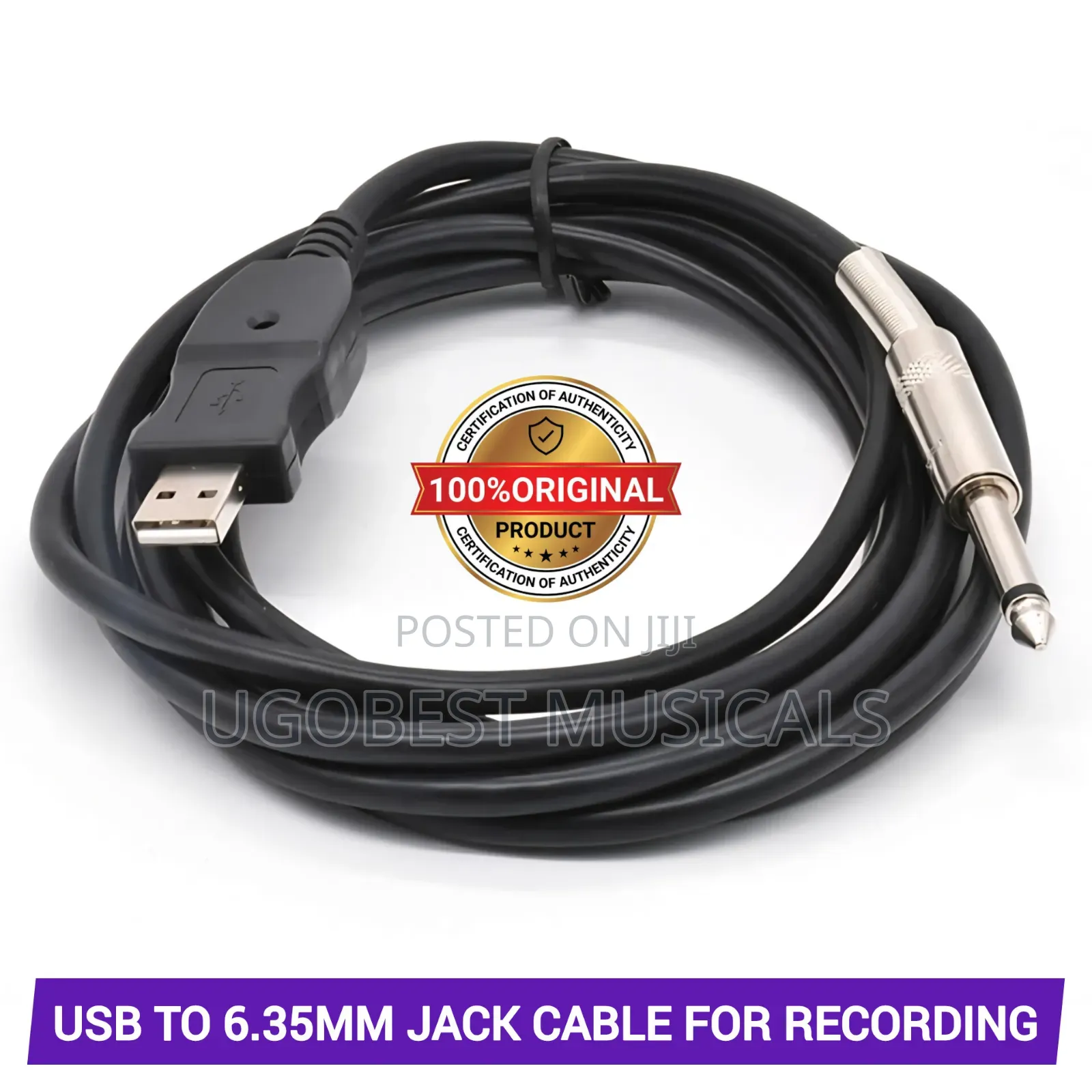 USB to 6.35mm Jack Instrument Interface Cable to PC (Plug Play)